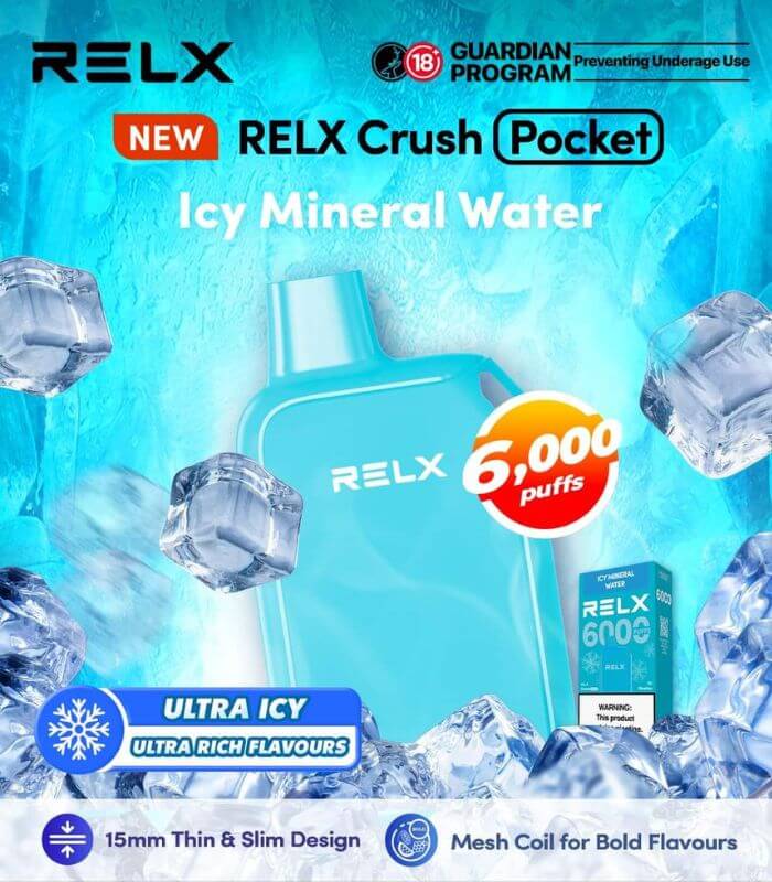 SGVape-RELX-CRUSH-POCKET-6000-ICY-MINERAL-WATER-SG-Vape-Party