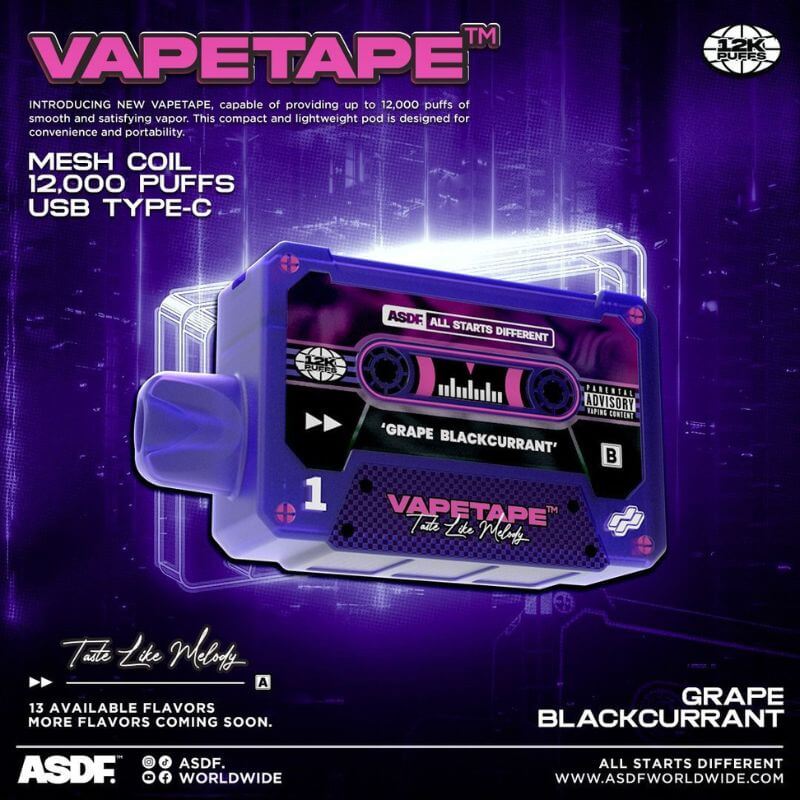 SGVape-VAPETAPE 12000 GRAPE BLACKCURRANT