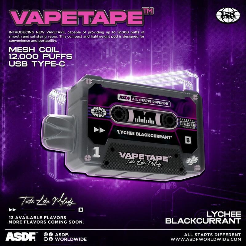 SGVape-VAPETAPE 12000 LYCHEE BLACKCURRANT