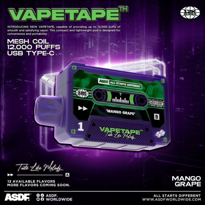 SGVape-VAPETAPE 12000 MANGO GRAPE