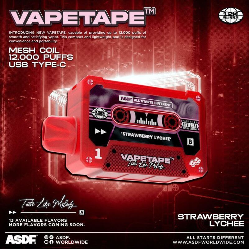 SGVape-VAPETAPE 12000 STRAWBERRY LYCHEE