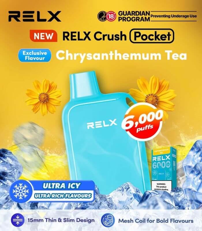 SGVape-RELX-CRUSH-POCKET-6000-CHRYSANTHEMUM-TEA-SG-Vape-Party