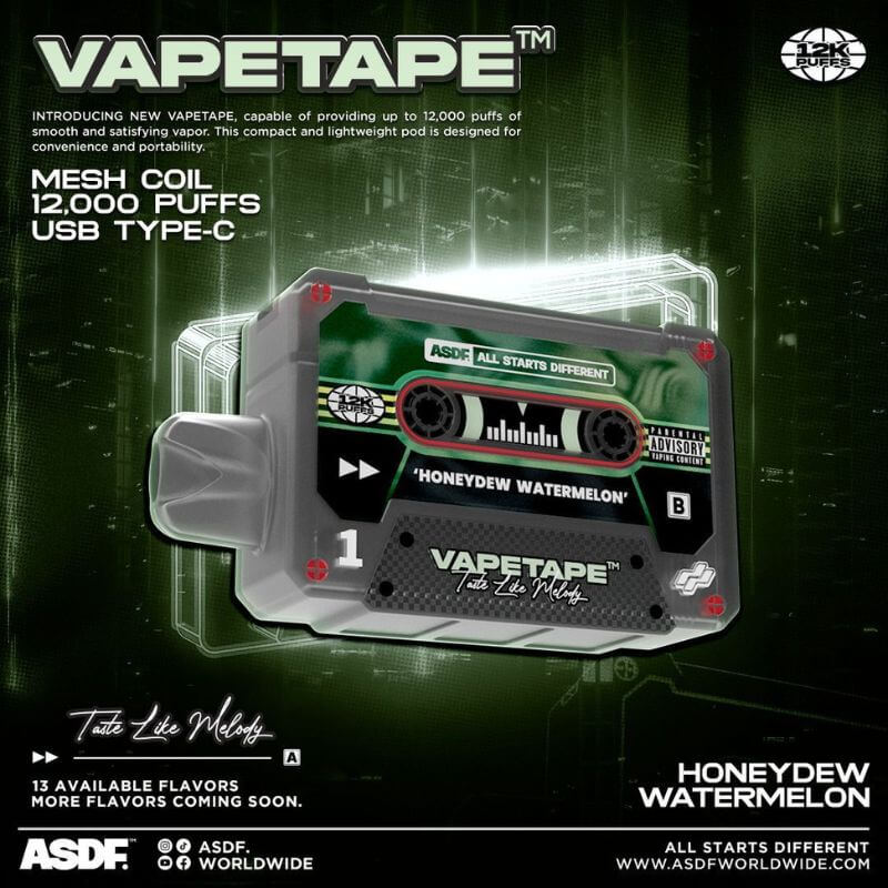 SGVape-VAPETAPE 12000 HONEYDEW WATERMELON