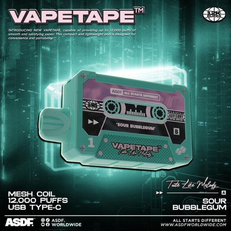 SGVape-VAPETAPE 12000 SOUR BUBBLEGUM